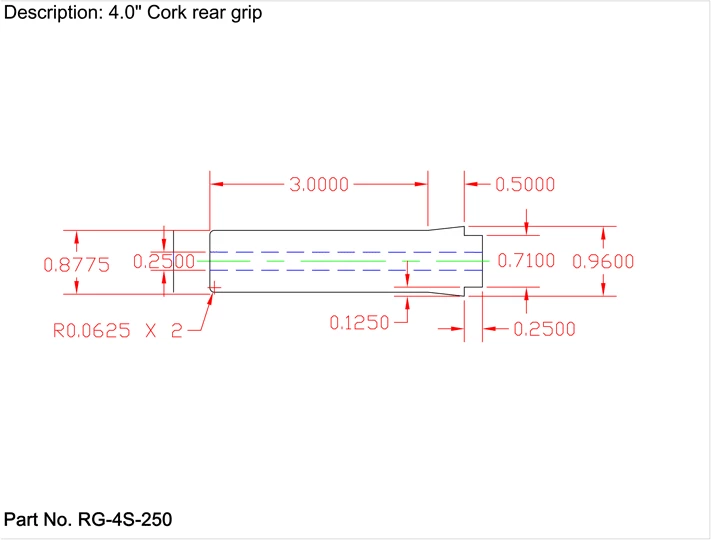 CRB Straight Rear Grip With Single Tenon For Spinning Rods 4 CRB Straight Rear Grip With Single Tenon For Spinning Rods