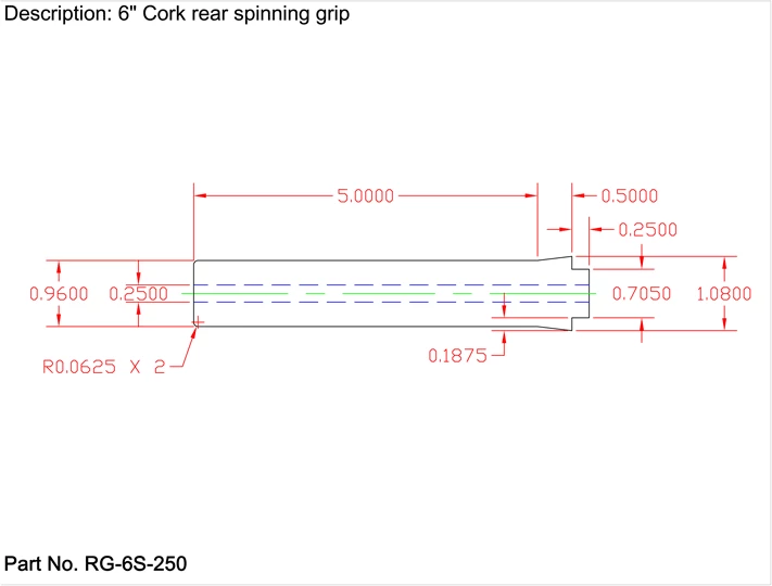CRB Straight Rear Grip With Single Tenon For Spinning Rods 5 CRB Straight Rear Grip With Single Tenon For Spinning Rods