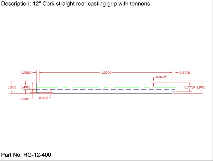 CRB Components Straight Rear Grip With Two Tenons For Casting Rods 7 CRB Components Straight Rear Grip With Two Tenons For Casting Rods
